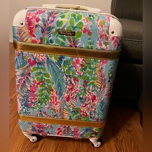 Lilly Pulitzer Floral Suitcase with Gold Detail